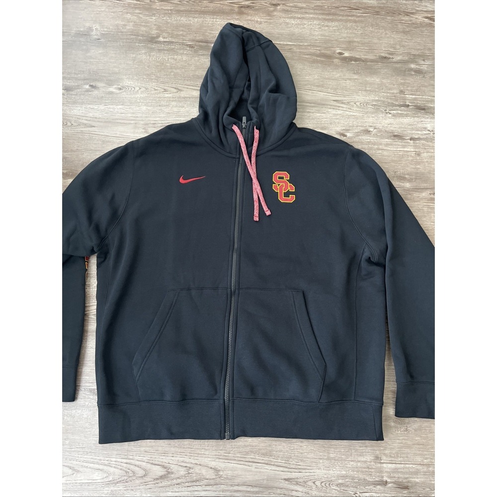 Nike x USC Trojans Full Zip Logo Fleece Hoodie Black Mens XLarge